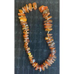 Amber Vintage Necklace Strand Beads Chips Chunks Jewelry
